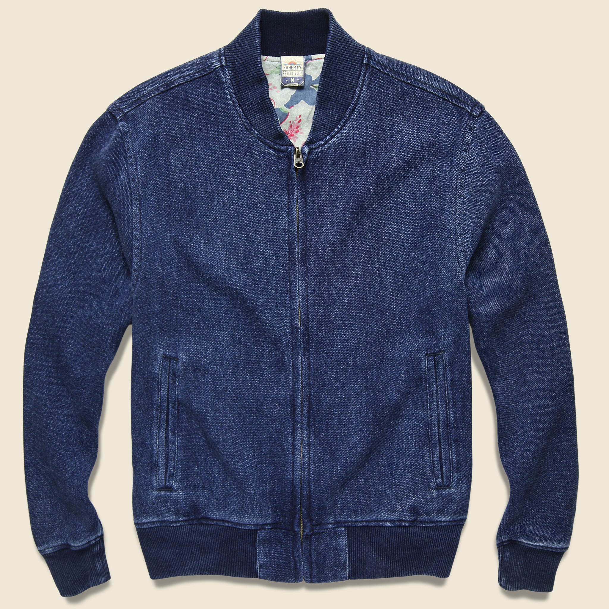 
                          Reversible Indigo Bomber - Indigo/Hibiscus - Faherty - STAG Provisions - Outerwear - Coat / Jacket
                        