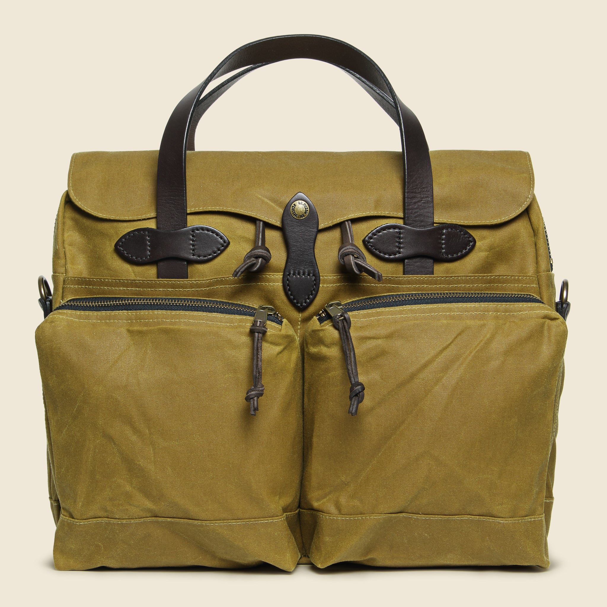 Filson 24 Hour Tin Briefcase in Tan from STAG Provisions, water-resistant rugged briefcase for work and daily commuting.