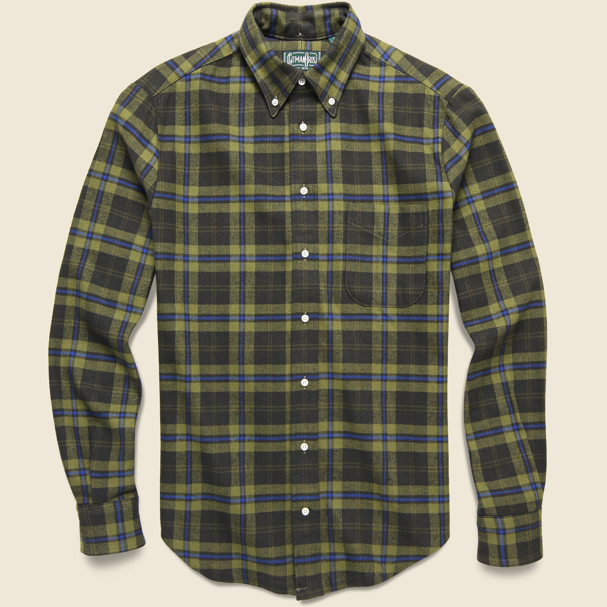 High-density Twill Shirt - Olive - Gitman Vintage - STAG Provisions - Tops - L/S Woven - Plaid