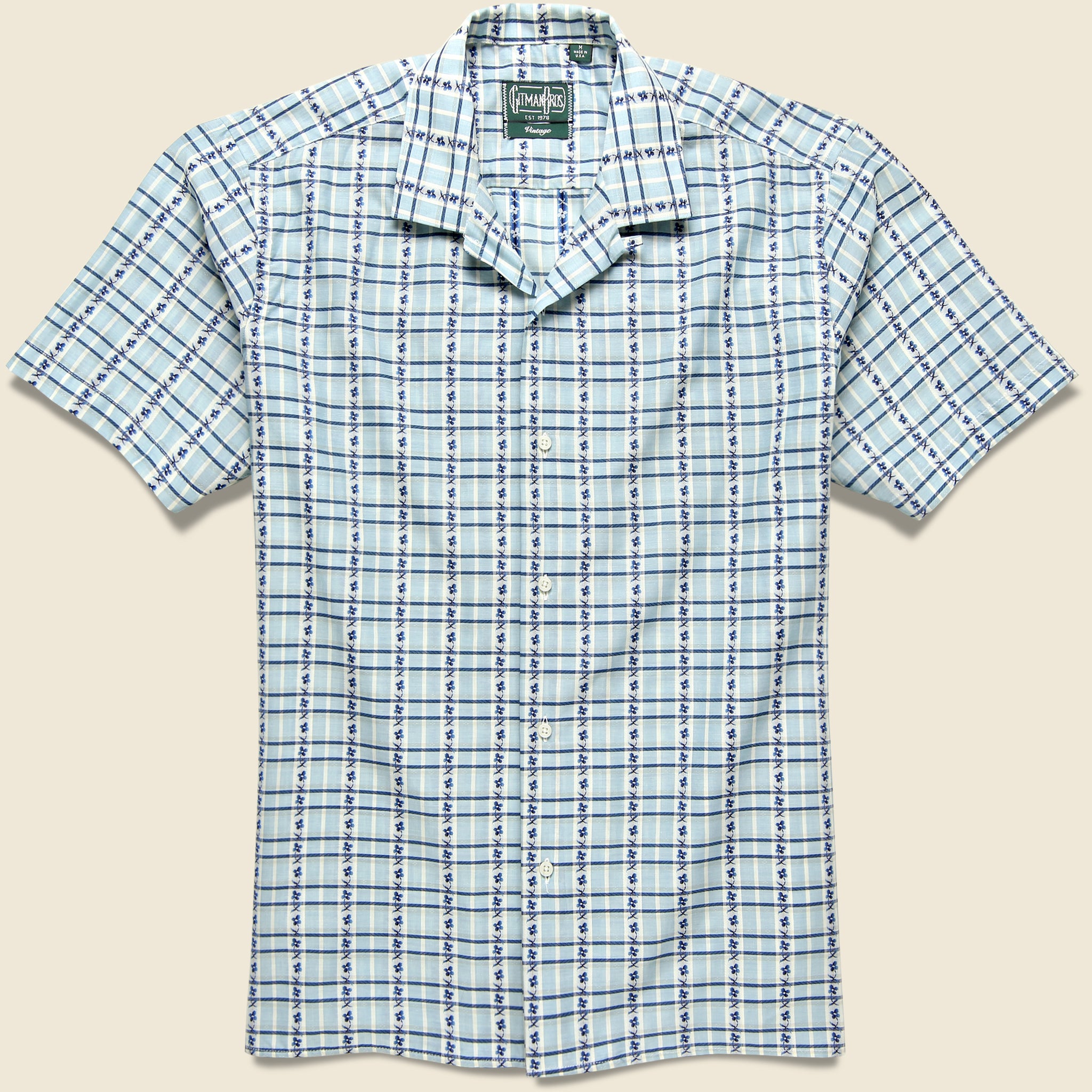 Archive Summer Jacquard Camp Shirt - Blue - Gitman Vintage - STAG Provisions - Tops - S/S Woven - Plaid