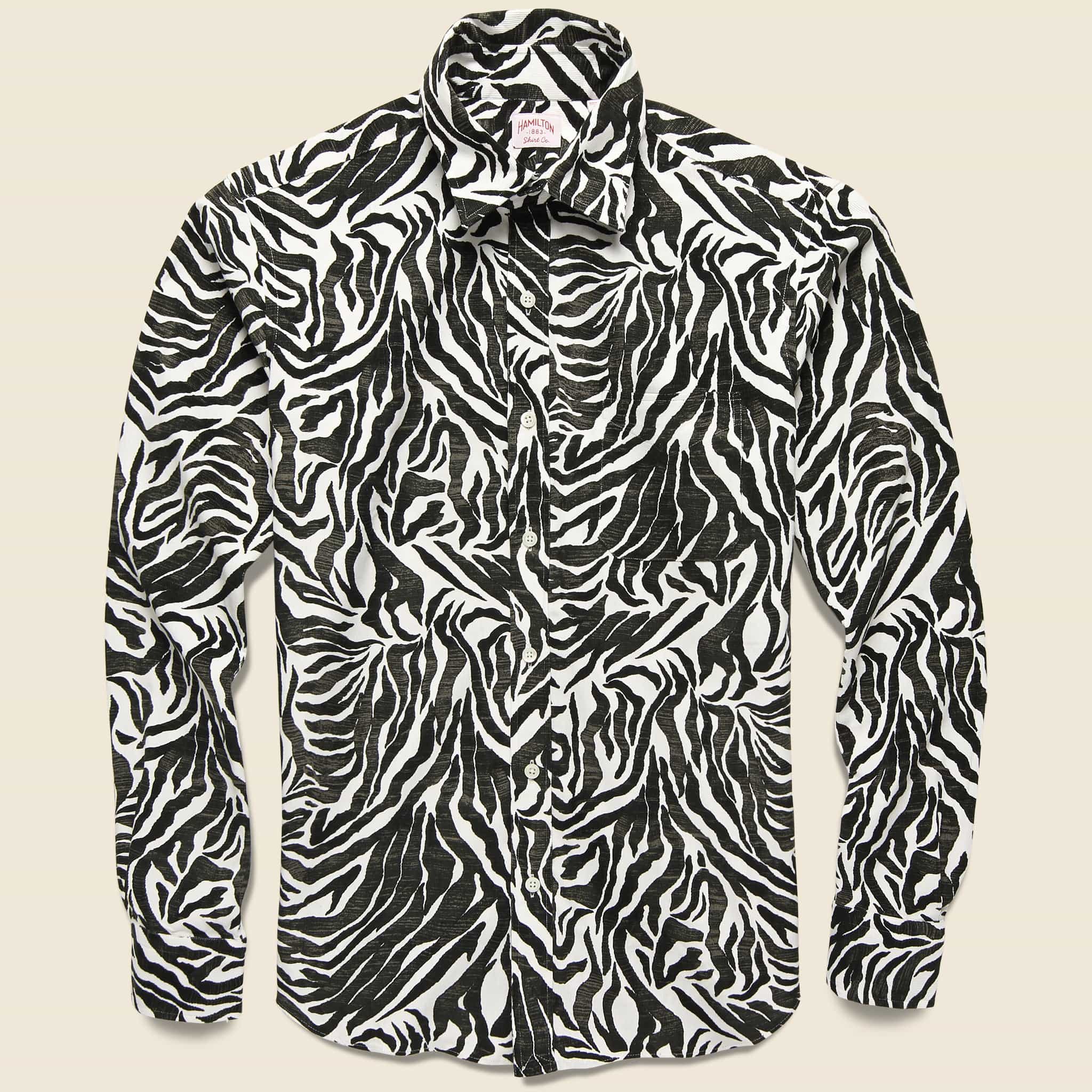 Zebra Corduroy Shirt - Black/White - Hamilton Shirt Co. - STAG Provisions - Tops - L/S Woven - Other Pattern