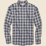 Check Twill Flannel Shirt - Denim Blue/Brown/Cream - Hamilton Shirt Co. - STAG Provisions - Tops - L/S Woven - Plaid