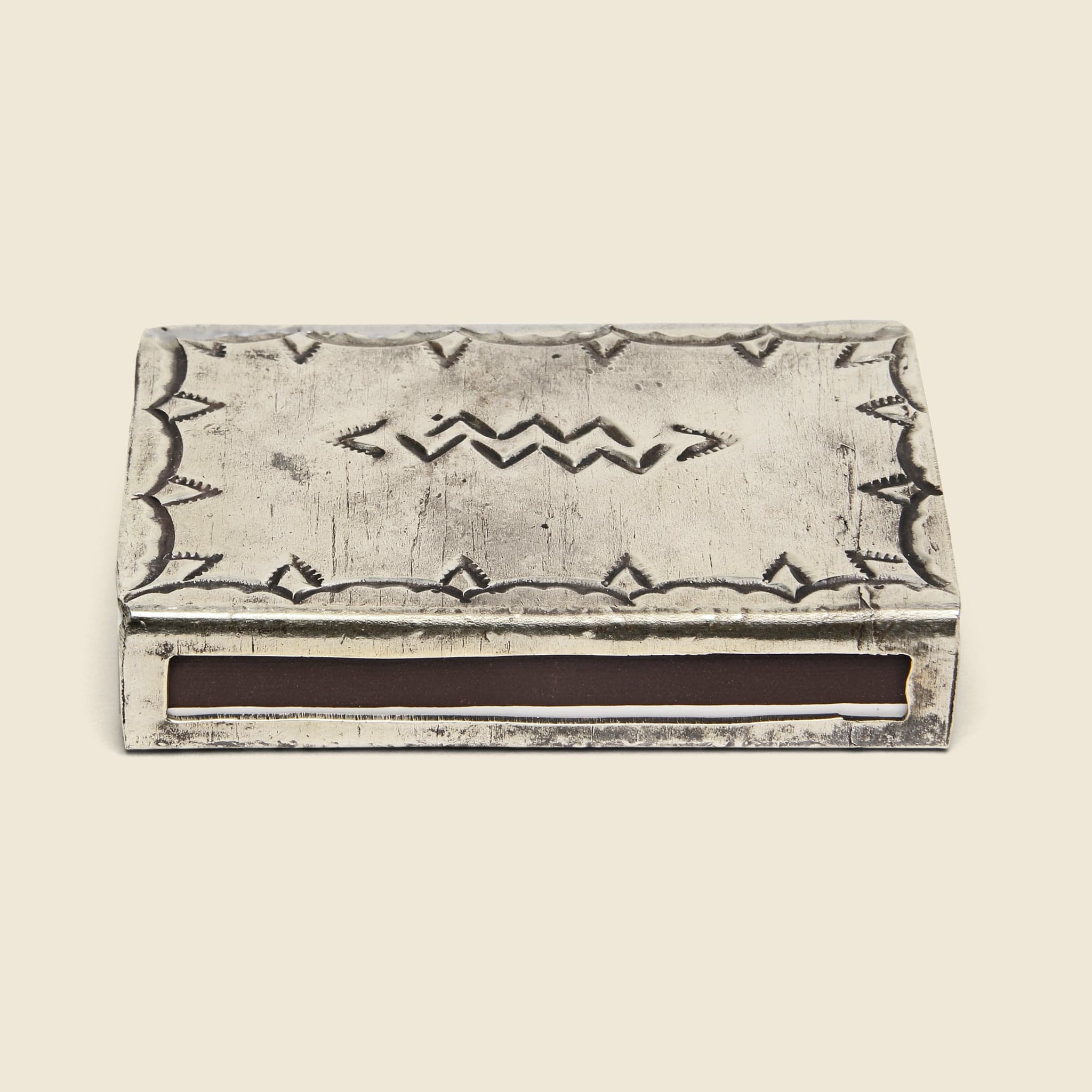 
                          Small Stamped Silver Matchbox Cover - J Alexander - STAG Provisions - Home - Fragrance - Matches
                        