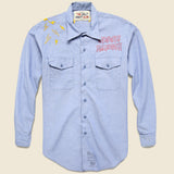 Embroidered Chambray Shirt - She Got a TV Eye on Me - Jolly Knot Club - STAG Provisions - One & Done - Apparel