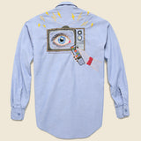 Embroidered Chambray Shirt - She Got a TV Eye on Me - Jolly Knot Club - STAG Provisions - One & Done - Apparel