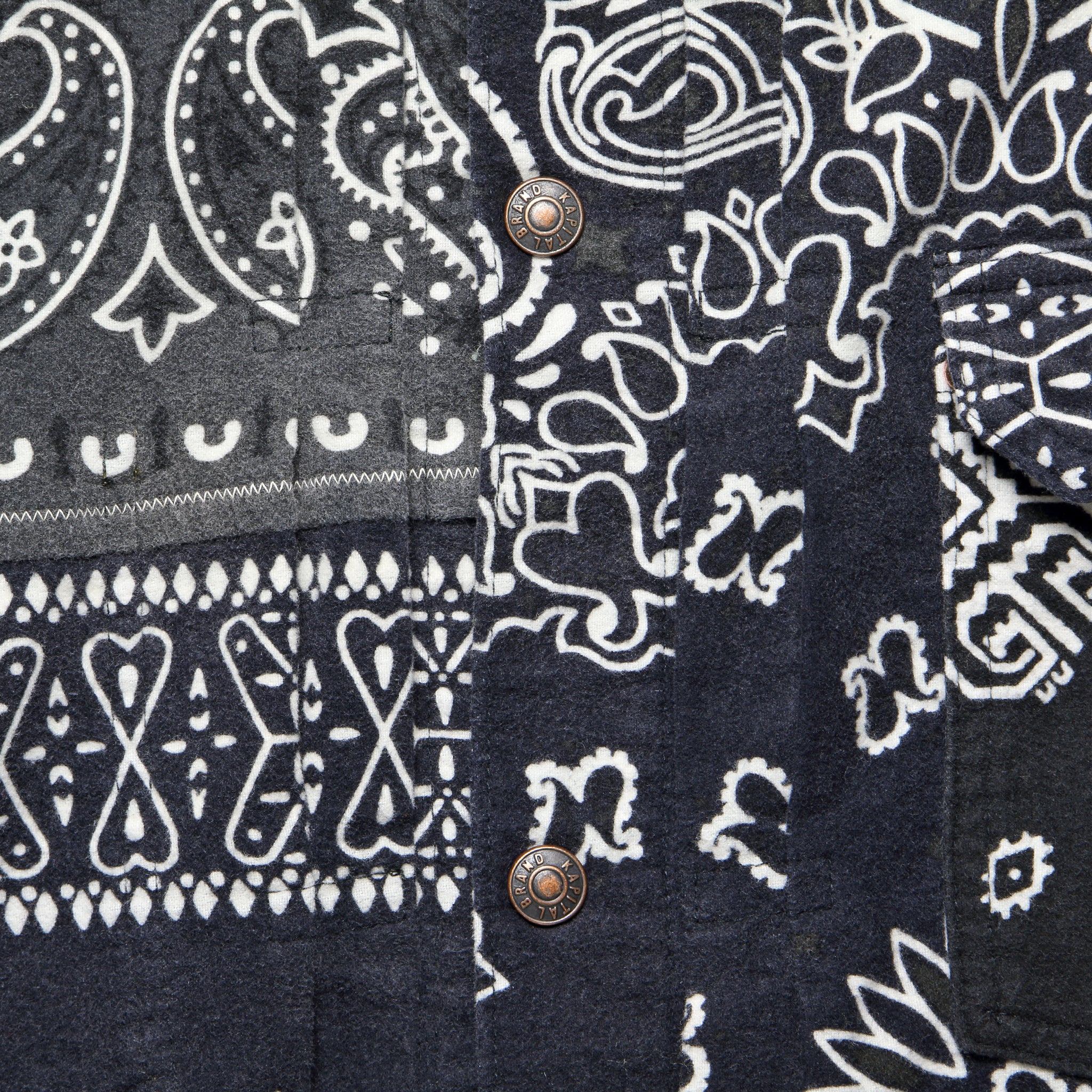 Flannel Reversible Bandana 1st Jacket - Black/Khaki - Kapital - STAG Provisions - Outerwear - Coat / Jacket