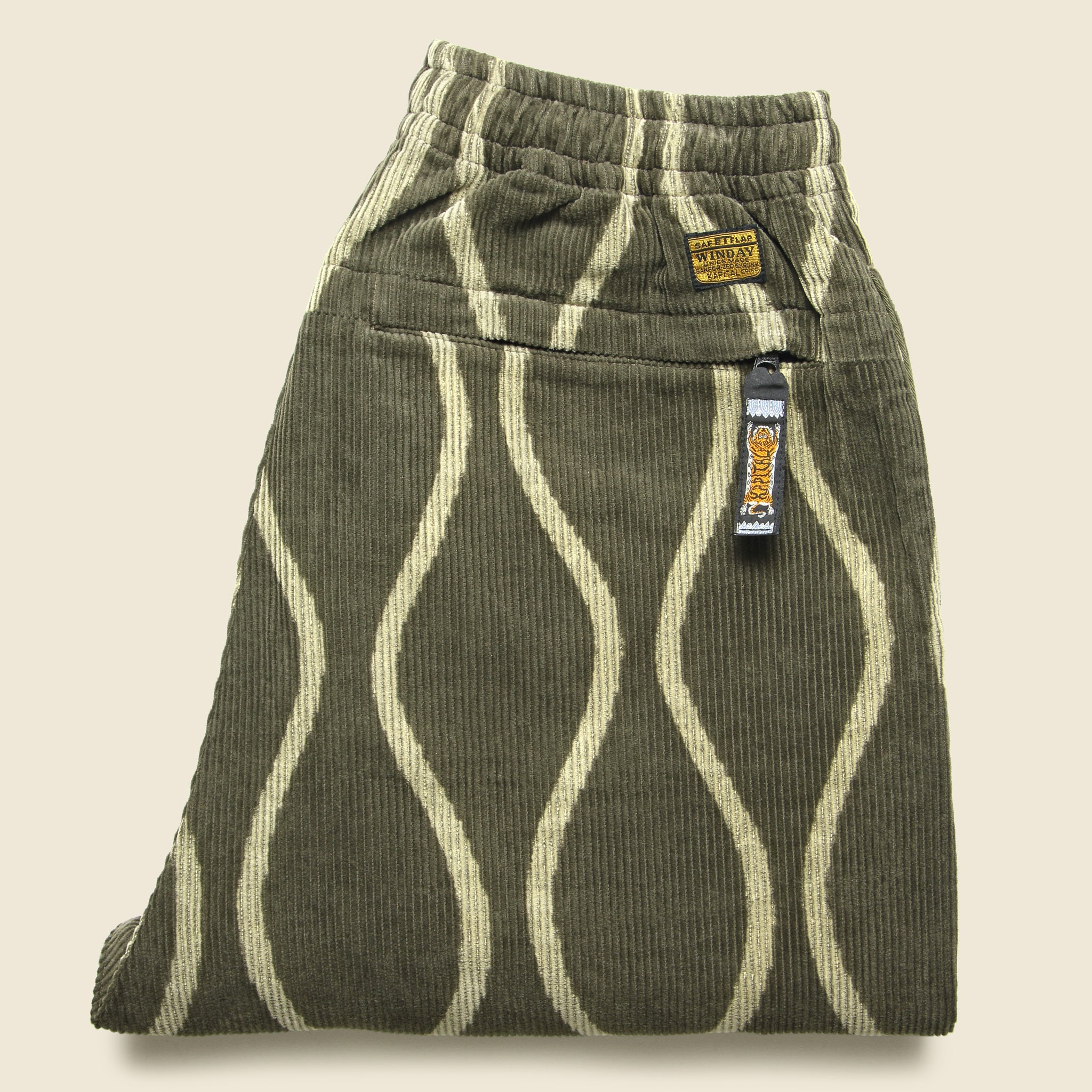 Corduroy DRUNK STRIPE EASY Pants - Khaki - Kapital - STAG Provisions - Pants - Corduroy