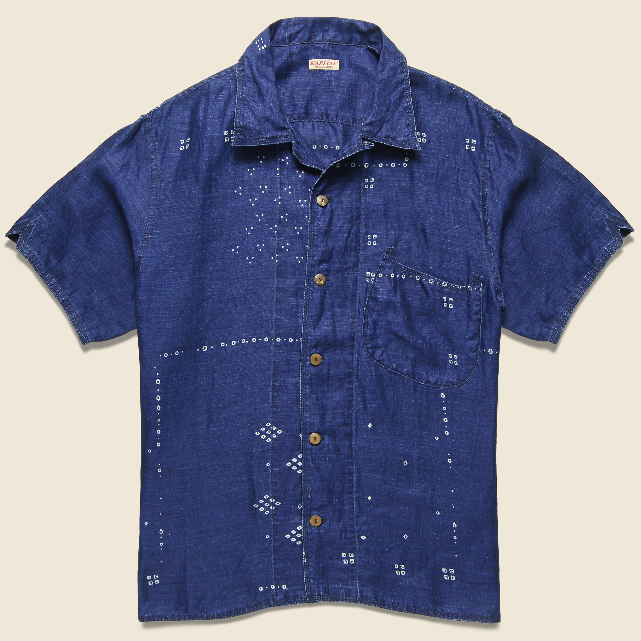 French Cloth Linen Bandana Dye Aloha Shirt - Indigo - Kapital - STAG Provisions - Tops - S/S Woven - Other Pattern