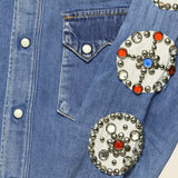 Dot Sleeve Denim Studs Western Shirt - Indigo - Kapital - STAG Provisions - Tops - L/S Woven - Other Pattern