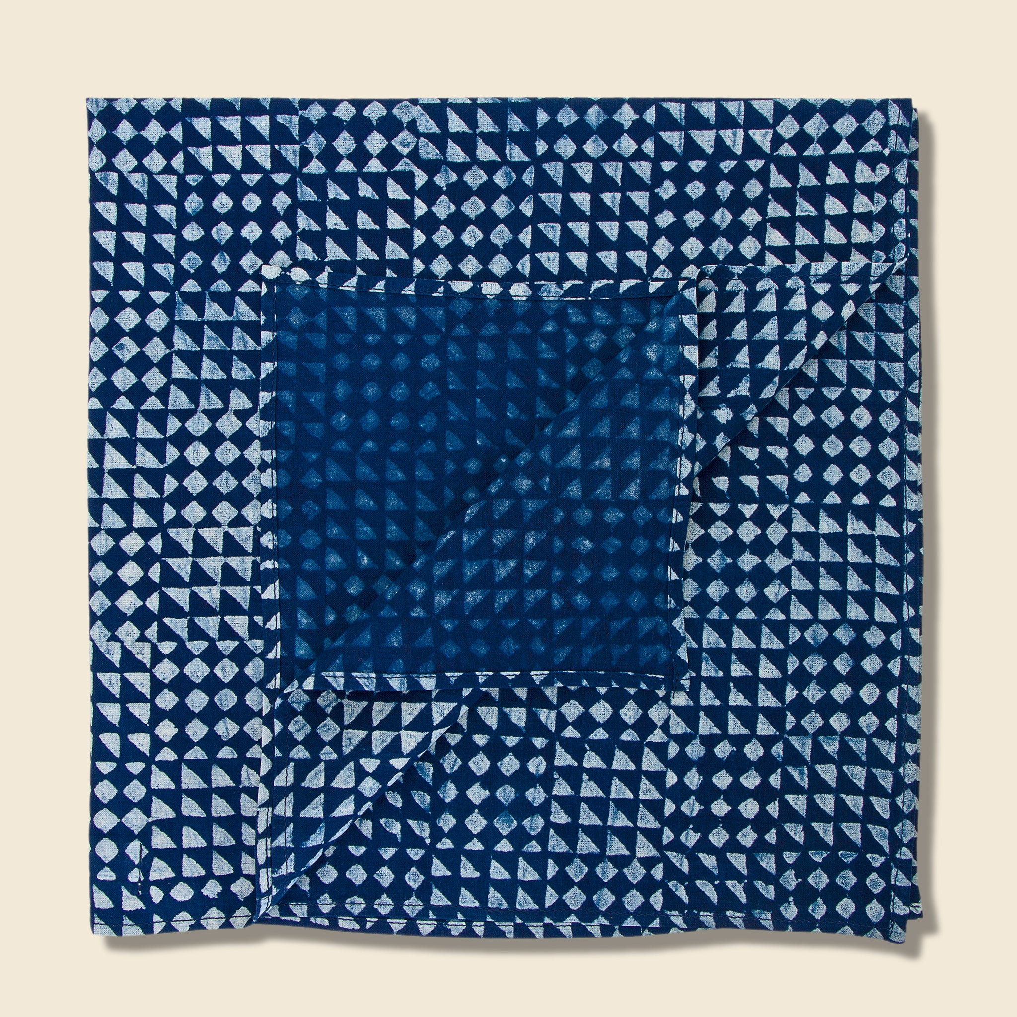 Geometric Squares Block Print Bandana - Blue - Kardo - STAG Provisions - Accessories - Bandanas