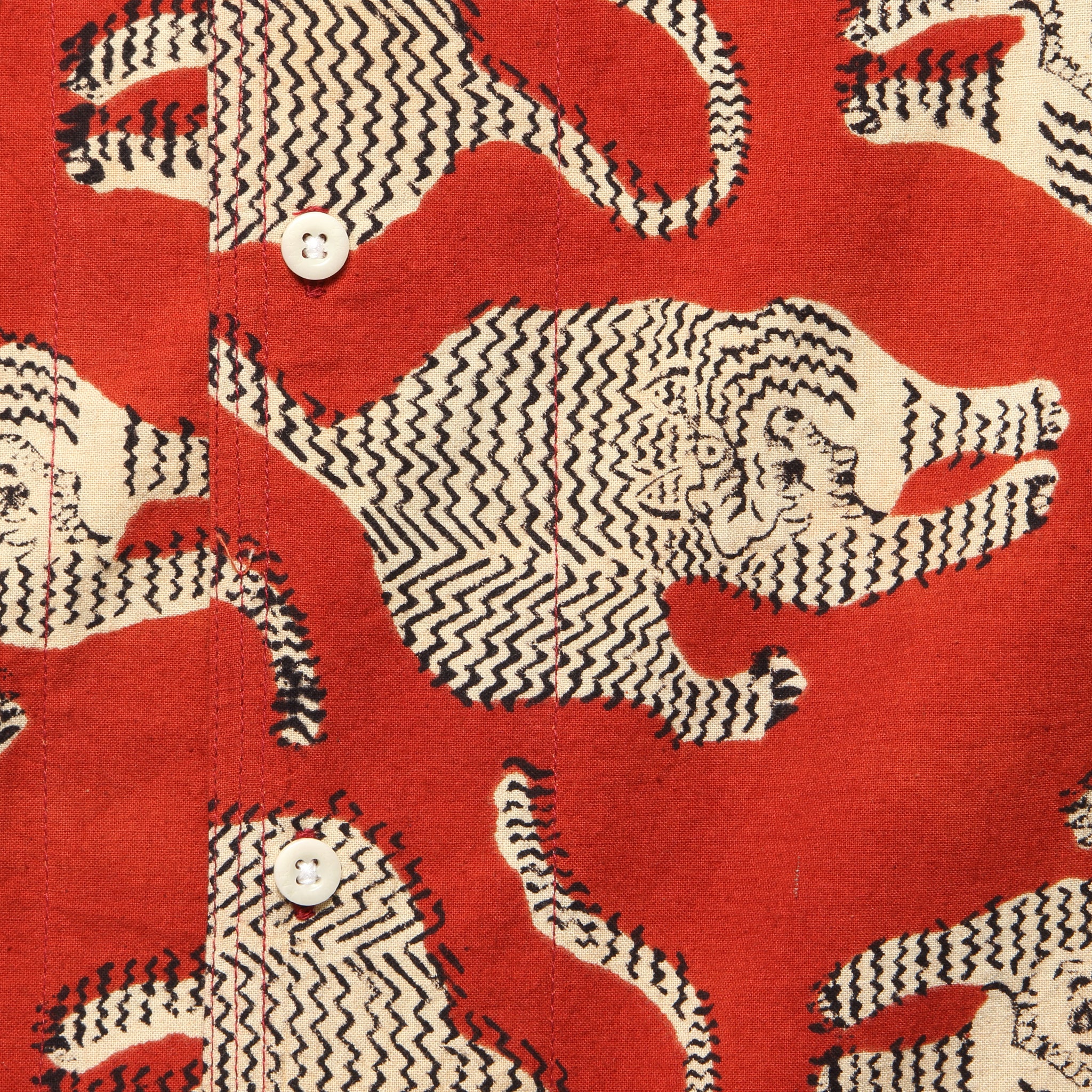 
                          Chintan Block Print Tiger Print Shirt - Red - Kardo - STAG Provisions - Tops - S/S Woven - Other Pattern
                        