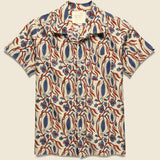 Chintan Floral Vine Block Print Shirt - White/Red/Blue - Kardo - STAG Provisions - Tops - S/S Woven - Floral