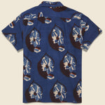 Chintan Big Floral Block Print Shirt - Blue/Brown - Kardo - STAG Provisions - Tops - S/S Woven - Floral