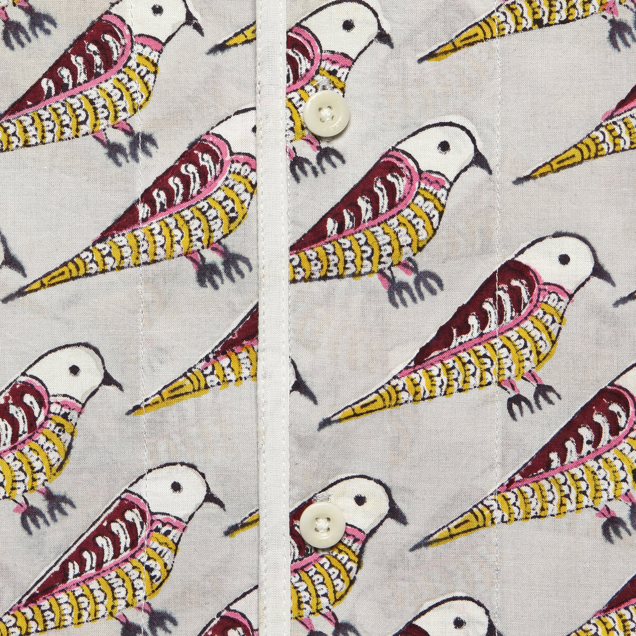 Chintan Bird Block Print Shirt - Grey - Kardo - STAG Provisions - Tops - S/S Woven - Other Pattern