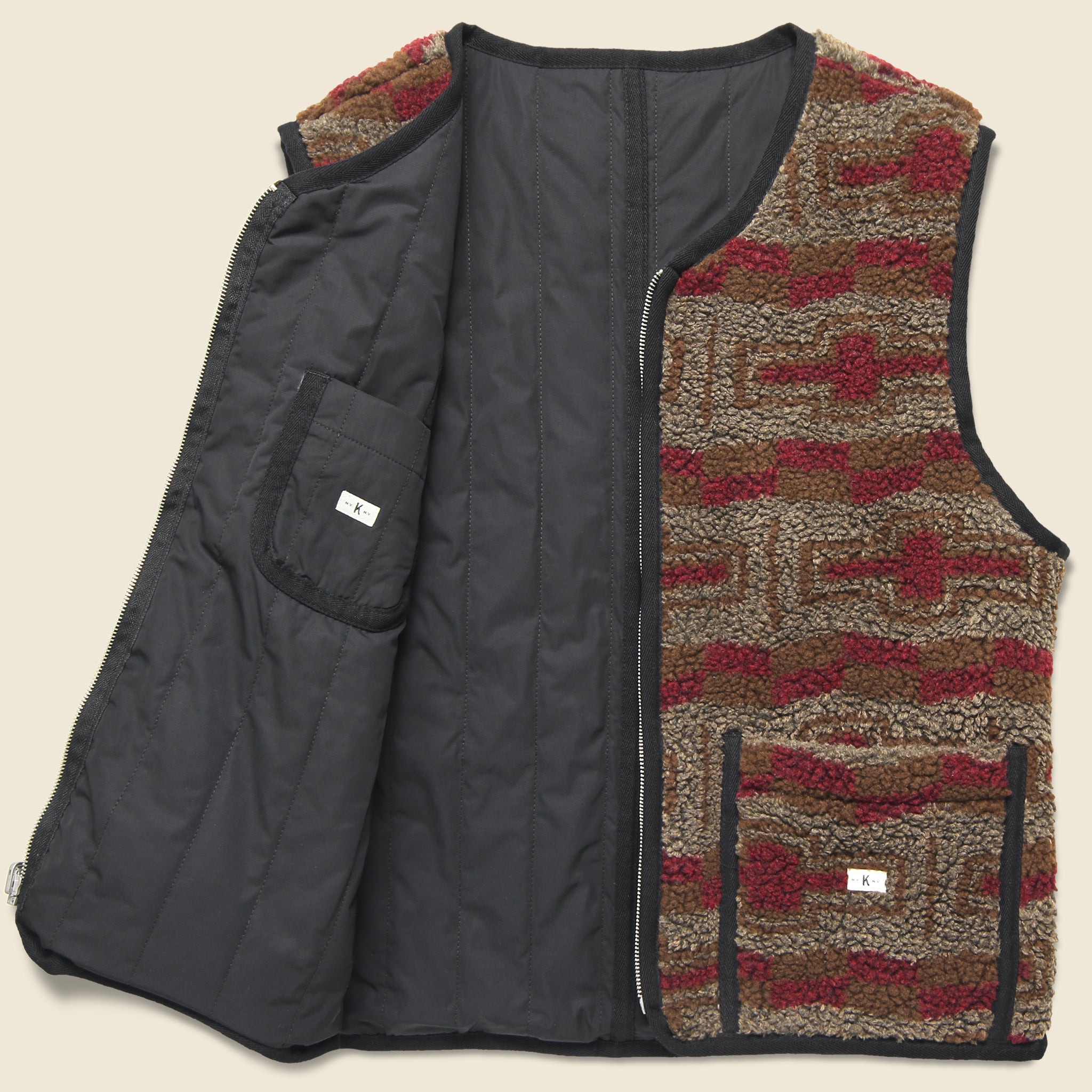 
                          Reverse Zip Pile &amp; Quilt Vest - Brown - Knickerbocker - STAG Provisions - Outerwear - Coat / Jacket
                        