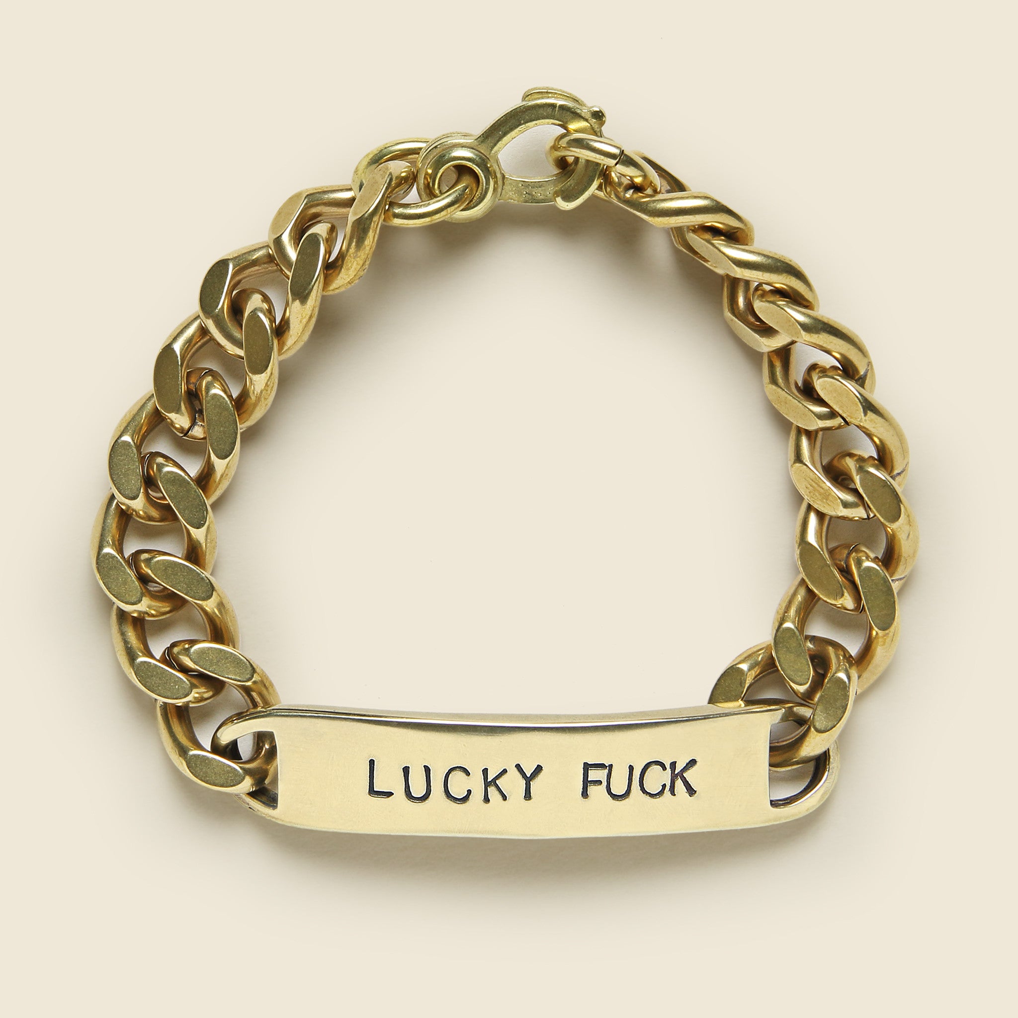 ID Bracelet - Lucky Fuck Brass