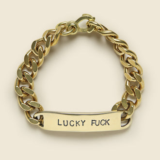 ID Bracelet - Lucky Fuck Brass