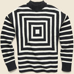 Concentric Squares Mock Neck Sweater - Black/White - Levis Vintage Clothing - STAG Provisions - Tops - Sweater