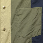 Paneled Shirt - Khaki/Olive/Navy - Monitaly - STAG Provisions - Tops - S/S Woven - Stripe