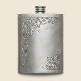 Etched Flask - Pewter - Vintage - STAG Provisions - One & Done - Barware & Smoking