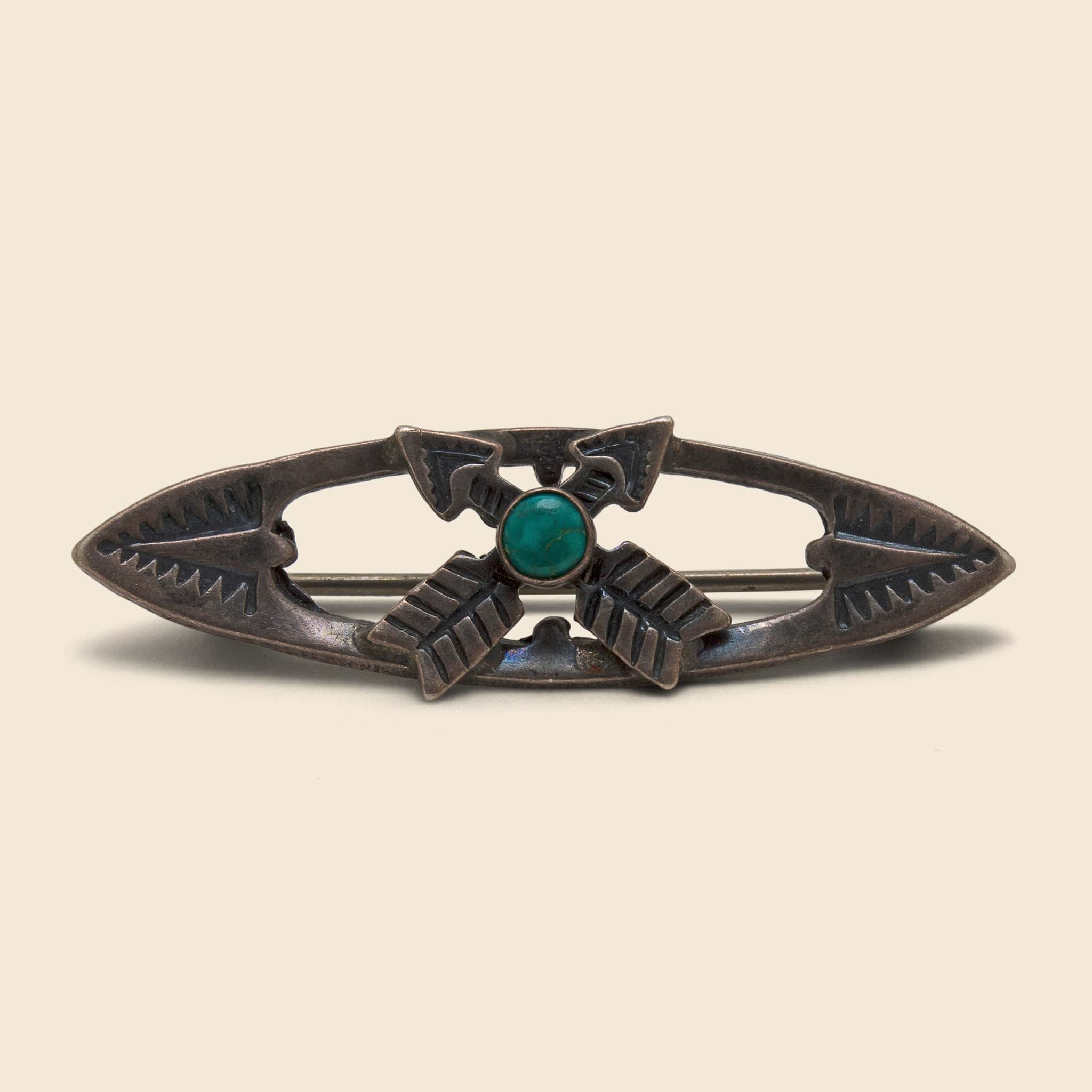 Small Crossed Arrows Turquoise Pin - Vintage - STAG Provisions - One & Done - Accessories & Jewelry