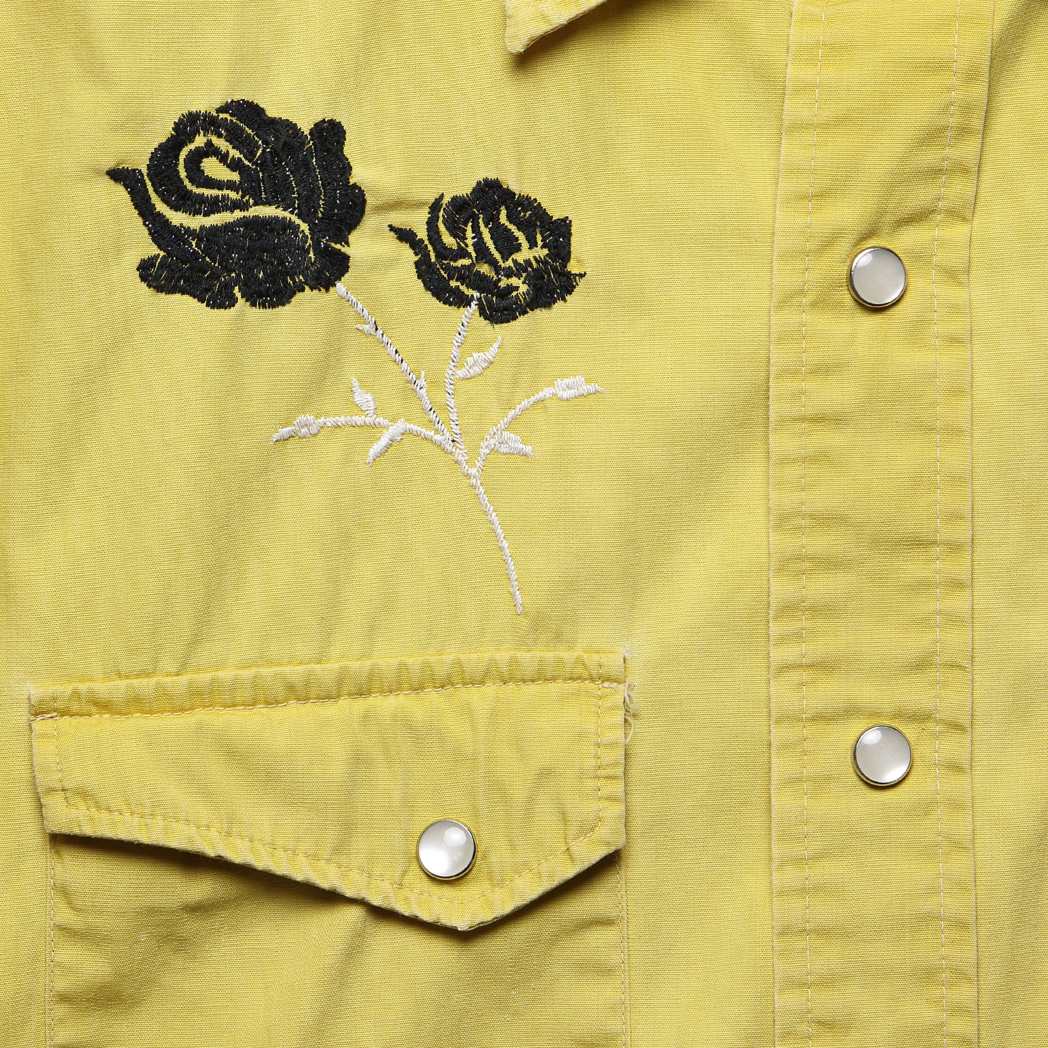 
                          Western Shirt with Embroidered Black Roses - Yellow - Vintage - STAG Provisions - One &amp; Done - Apparel
                        