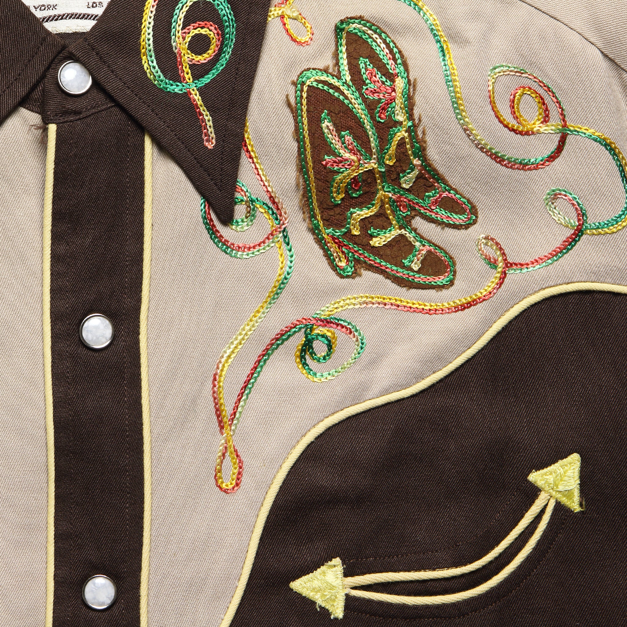 
                          H Bar C Western Shirt with Boot Motif - Brown - Vintage - STAG Provisions - One &amp; Done - Apparel
                        