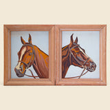 Pair of Framed Horse Paintings - Vintage - STAG Provisions - One & Done - Art