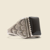 Silver & Onyx Stamped Ring - Vintage - STAG Provisions - One & Done - Accessories & Jewelry