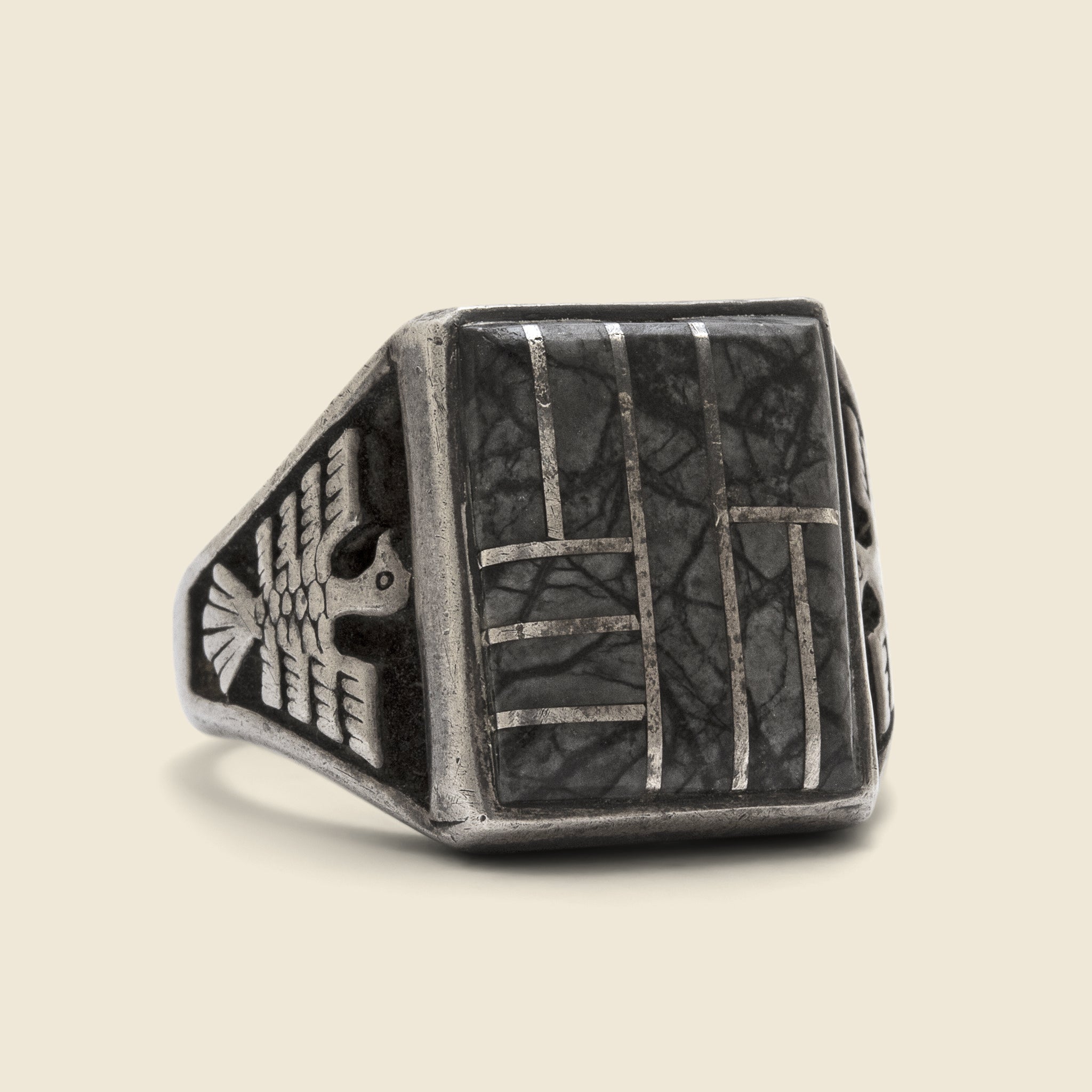 Black Geometric Thunderbird Ring - Vintage - STAG Provisions - One & Done - Accessories & Jewelry