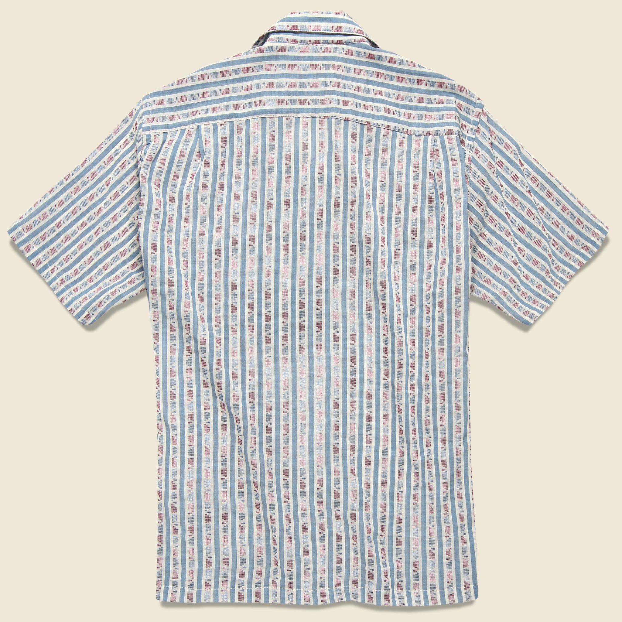 Puerto Geo Stripe Shirt - Light Blue - Portuguese Flannel - STAG Provisions - Tops - S/S Woven - Other Pattern