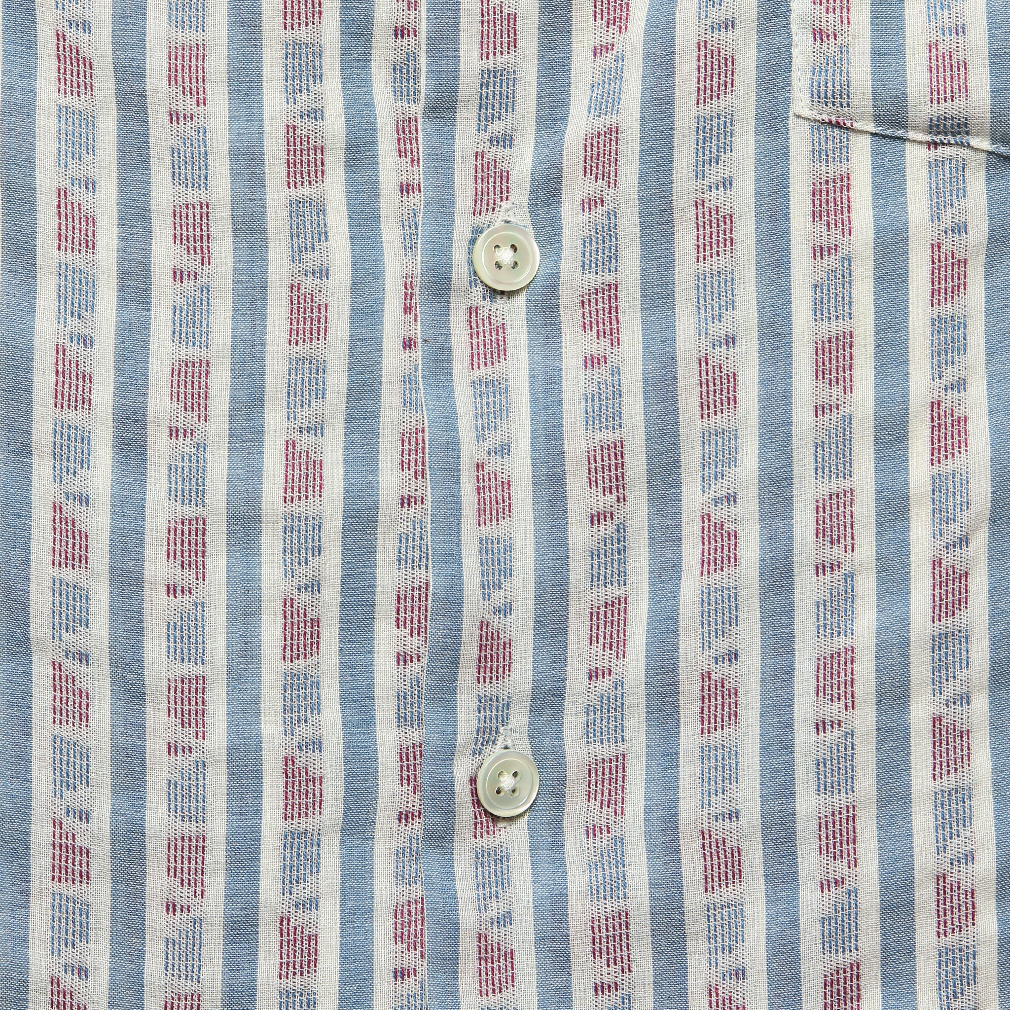 Puerto Geo Stripe Shirt - Light Blue - Portuguese Flannel - STAG Provisions - Tops - S/S Woven - Other Pattern