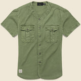 Moore Herringbone Baseball Shirt - Dusty Olive - RRL - STAG Provisions - Tops - S/S Woven - Solid