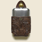 Tooled Leather Hip Flask - Brown - RRL - STAG Provisions - Gift - Glassware / Barware