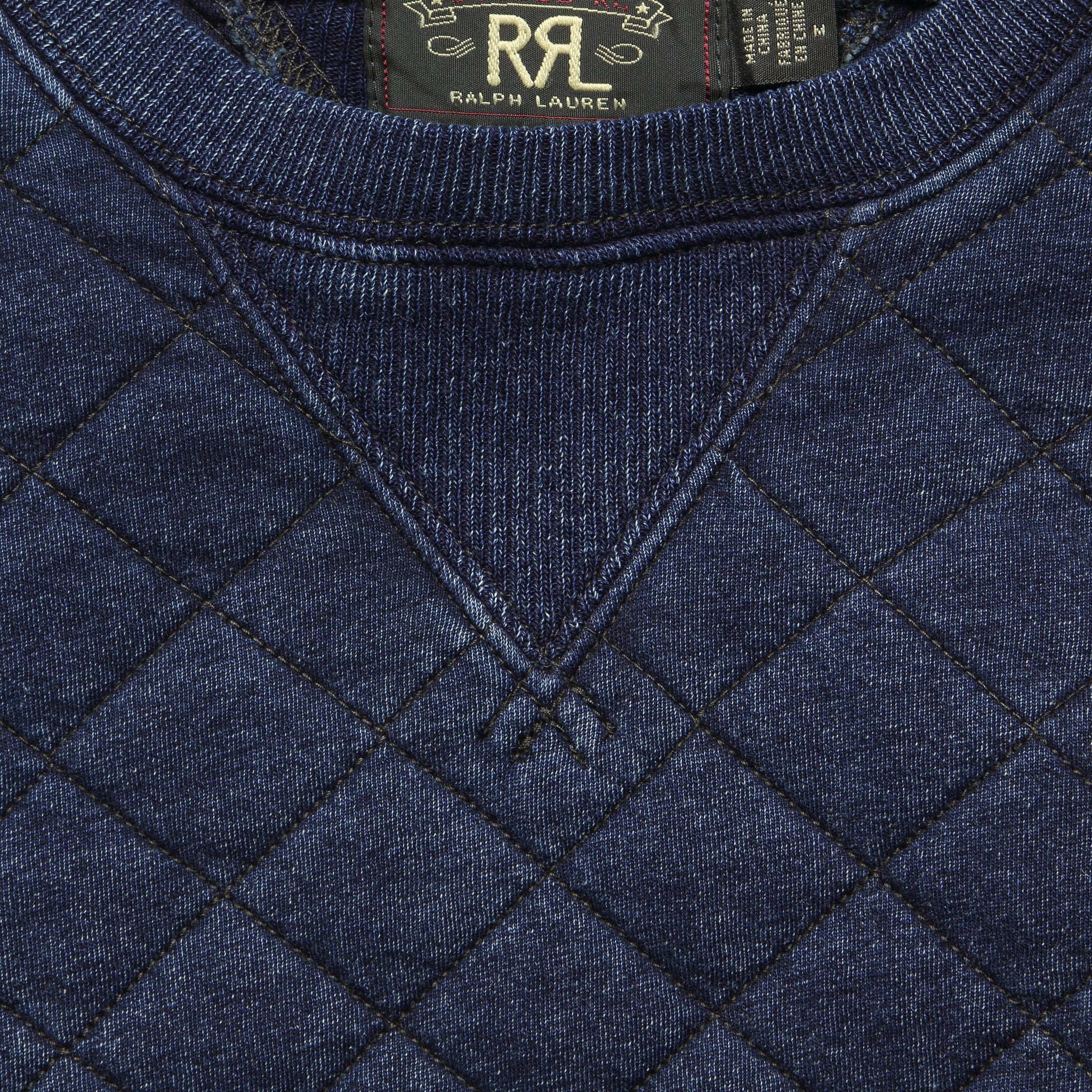 
                          Quilted Cotton Crewneck - Rinsed Indigo Blue - RRL - STAG Provisions - Tops - Fleece / Sweatshirt
                        