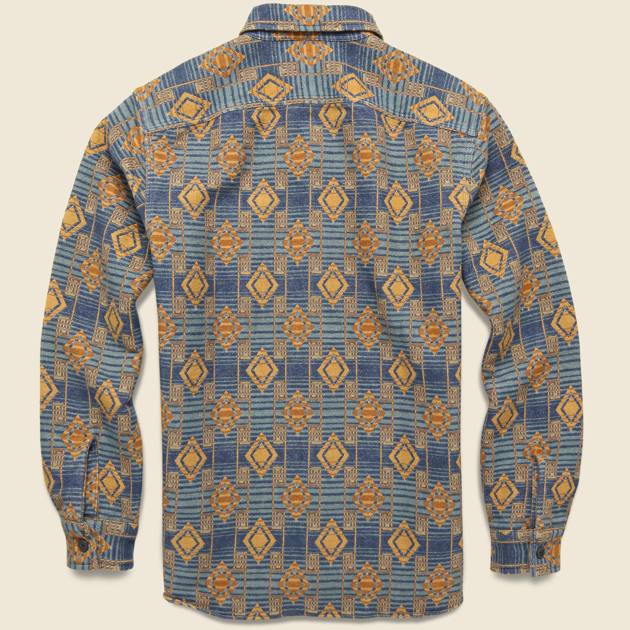 
                          Brushed Jacquard Workshirt - Blue/Yellow - RRL - STAG Provisions - Tops - L/S Woven - Overshirt
                        