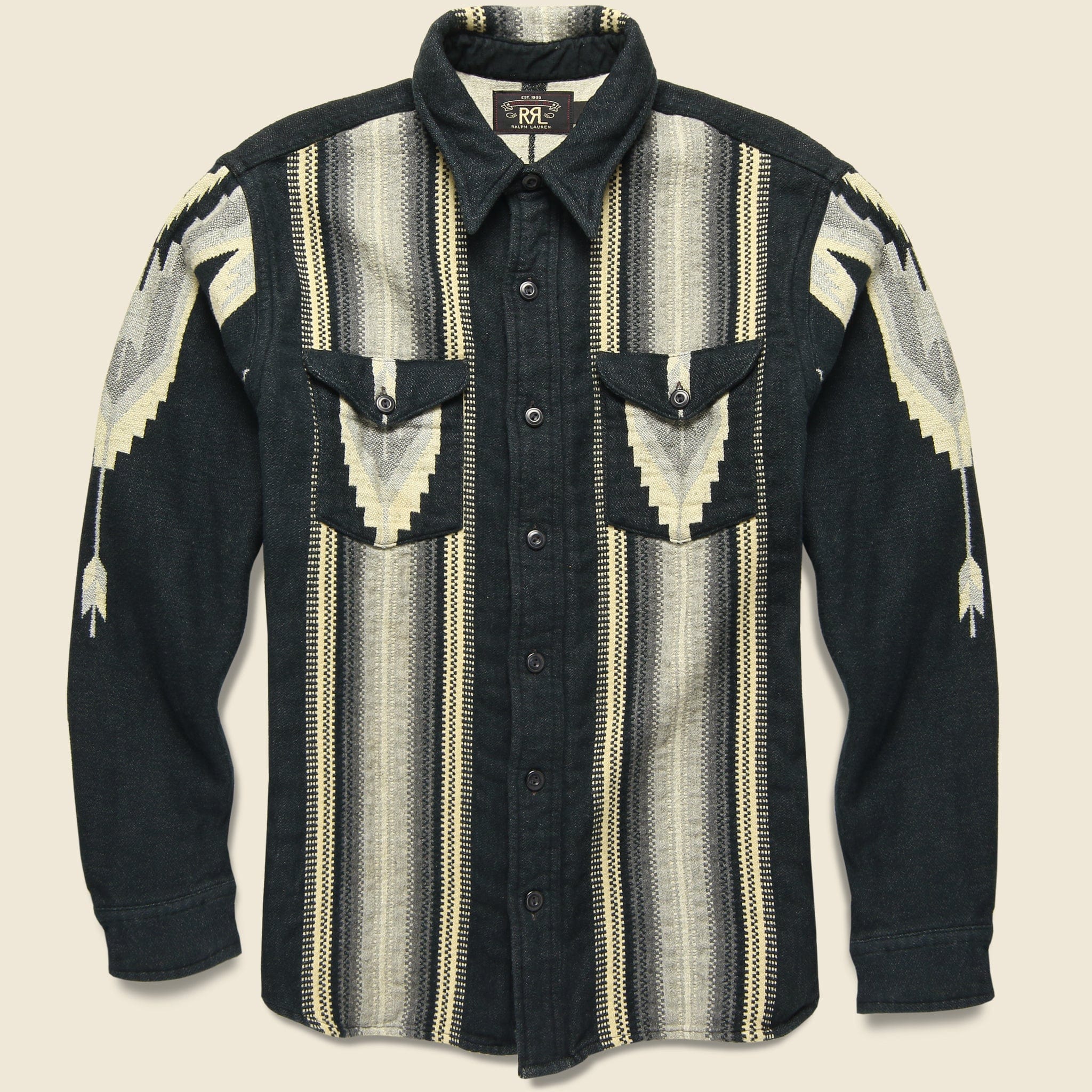 Southwestern Brushed Jacquard Workshirt - Grey/Black - RRL - STAG Provisions - Tops - L/S Woven - Overshirt