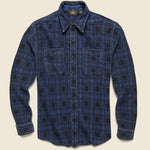 Plaid-Print Jersey Workshirt - Indigo - RRL - STAG Provisions - Tops - L/S Woven - Plaid