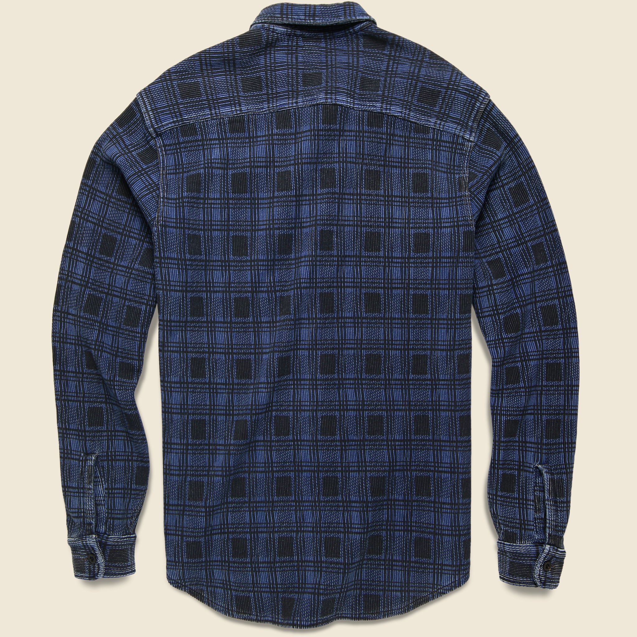
                          Plaid-Print Jersey Workshirt - Indigo - RRL - STAG Provisions - Tops - L/S Woven - Plaid
                        