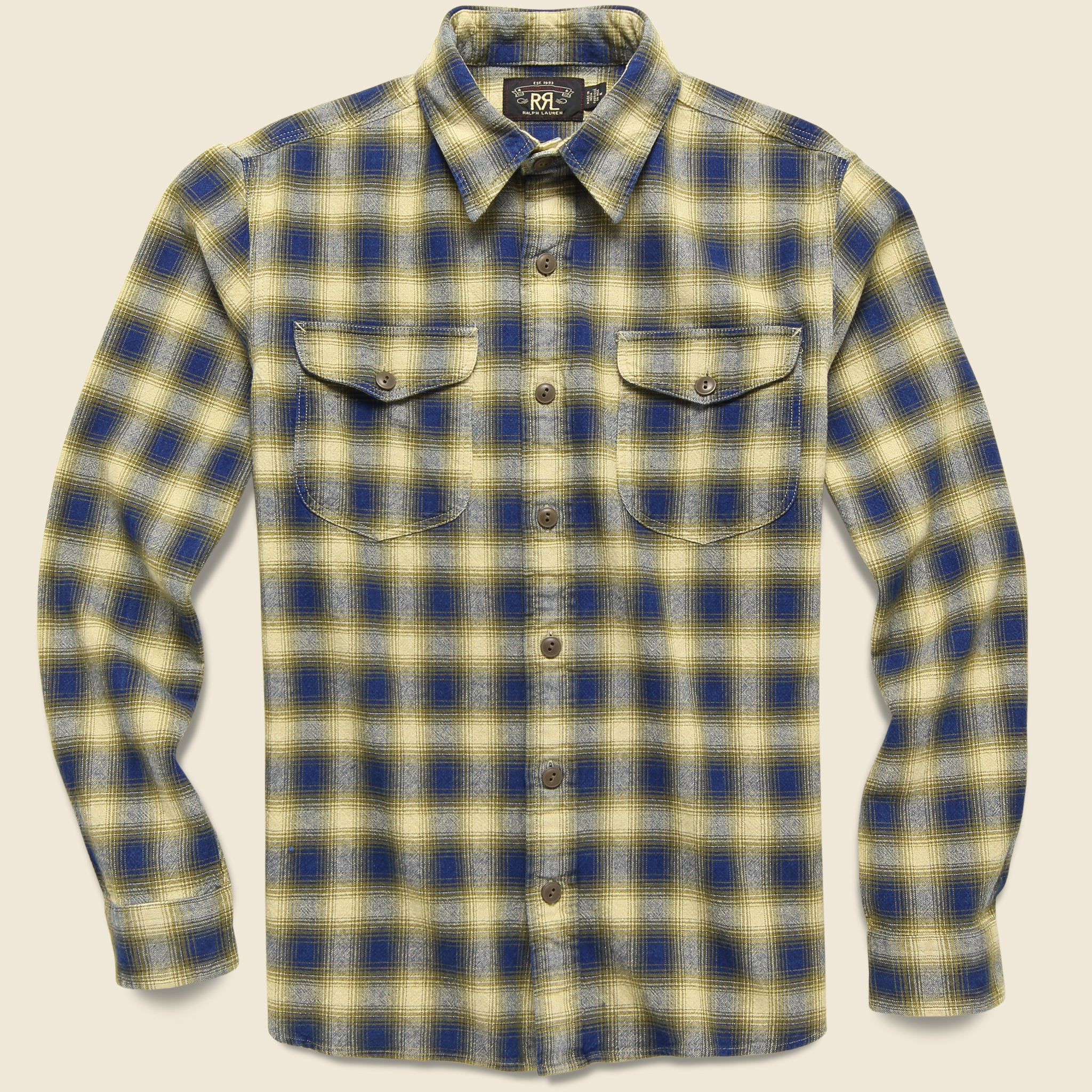 Plaid Brushed Workshirt - Indigo/Cream - RRL - STAG Provisions - Tops - L/S Woven - Plaid