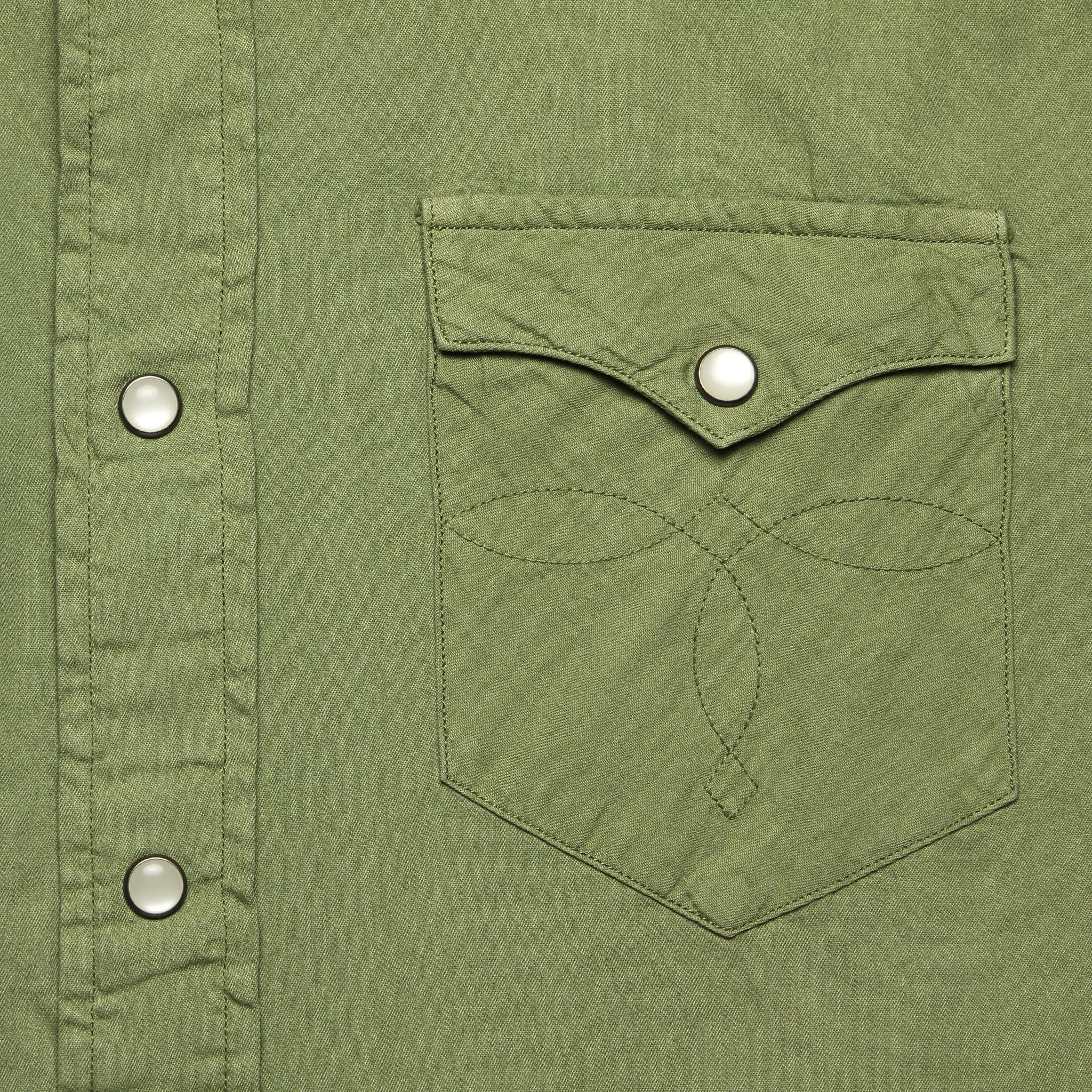 
                          Slim Fit Twill Western Shirt - Olive - RRL - STAG Provisions - Tops - L/S Woven - Solid
                        