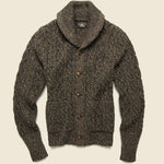 Marled Aran-Knit Wool-Blend Cardigan - Black/Brown - RRL - STAG Provisions - Tops - Sweater