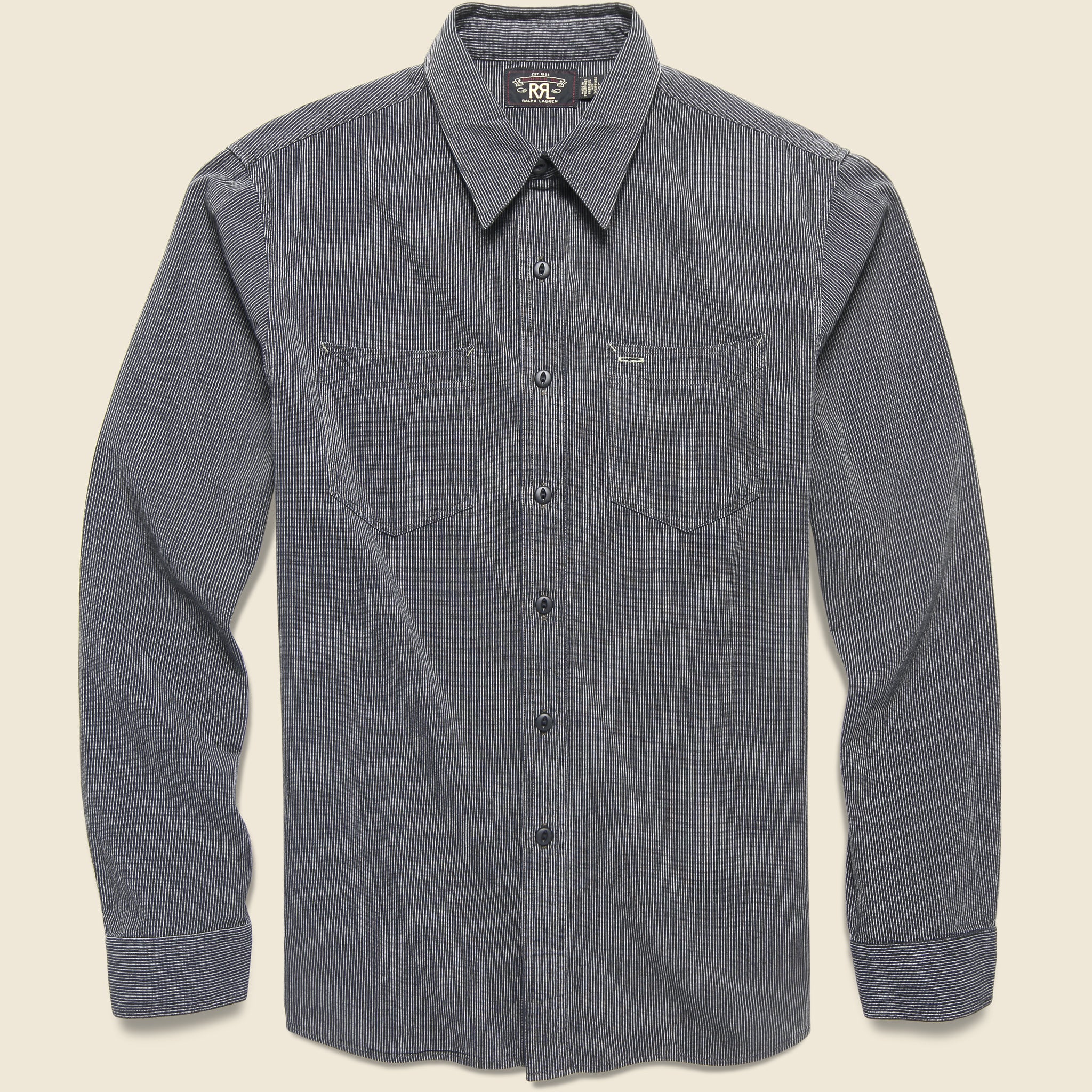 Hartley Workshirt - Black/Cream - RRL - STAG Provisions - Tops - L/S Woven - Stripe