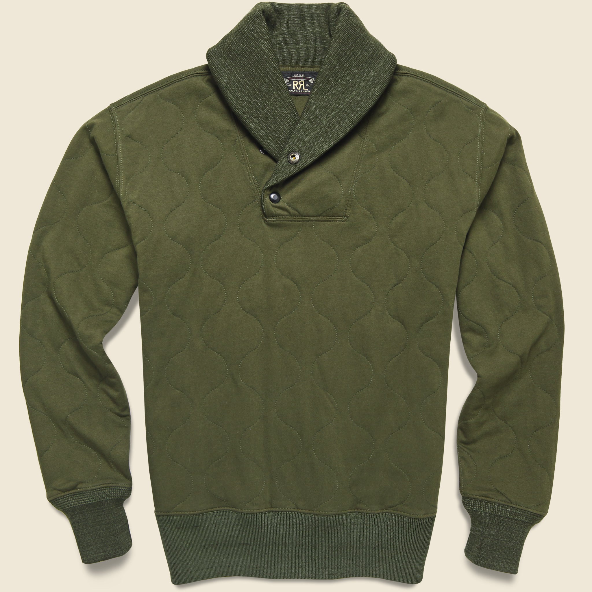 Quilted Jersey Pullover - Olive - RRL - STAG Provisions - Tops - Fleece / Sweatshirt