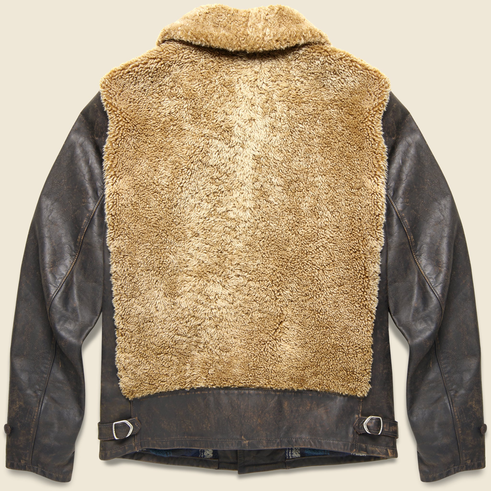 
                          Leather &amp; Shearling Jacket - Black/Brown/Tan - RRL - STAG Provisions - Outerwear - Coat / Jacket
                        