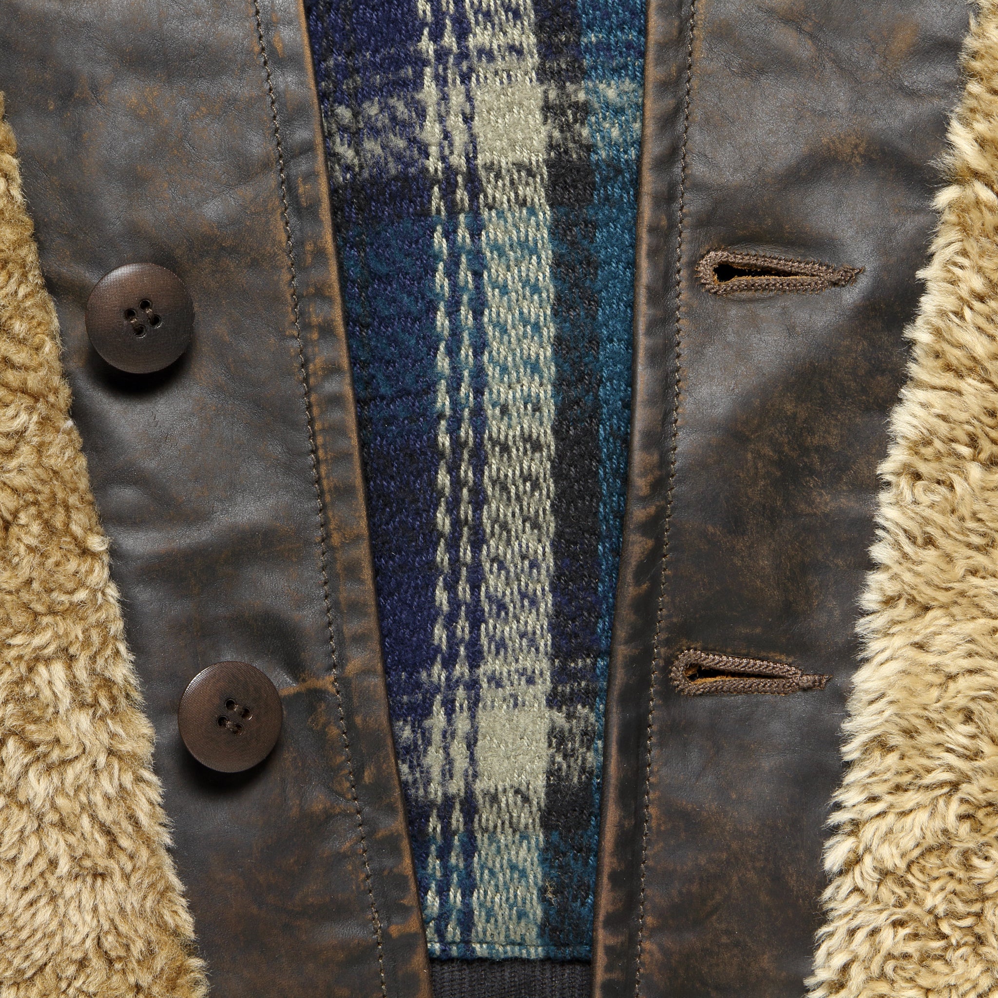 
                          Leather &amp; Shearling Jacket - Black/Brown/Tan - RRL - STAG Provisions - Outerwear - Coat / Jacket
                        