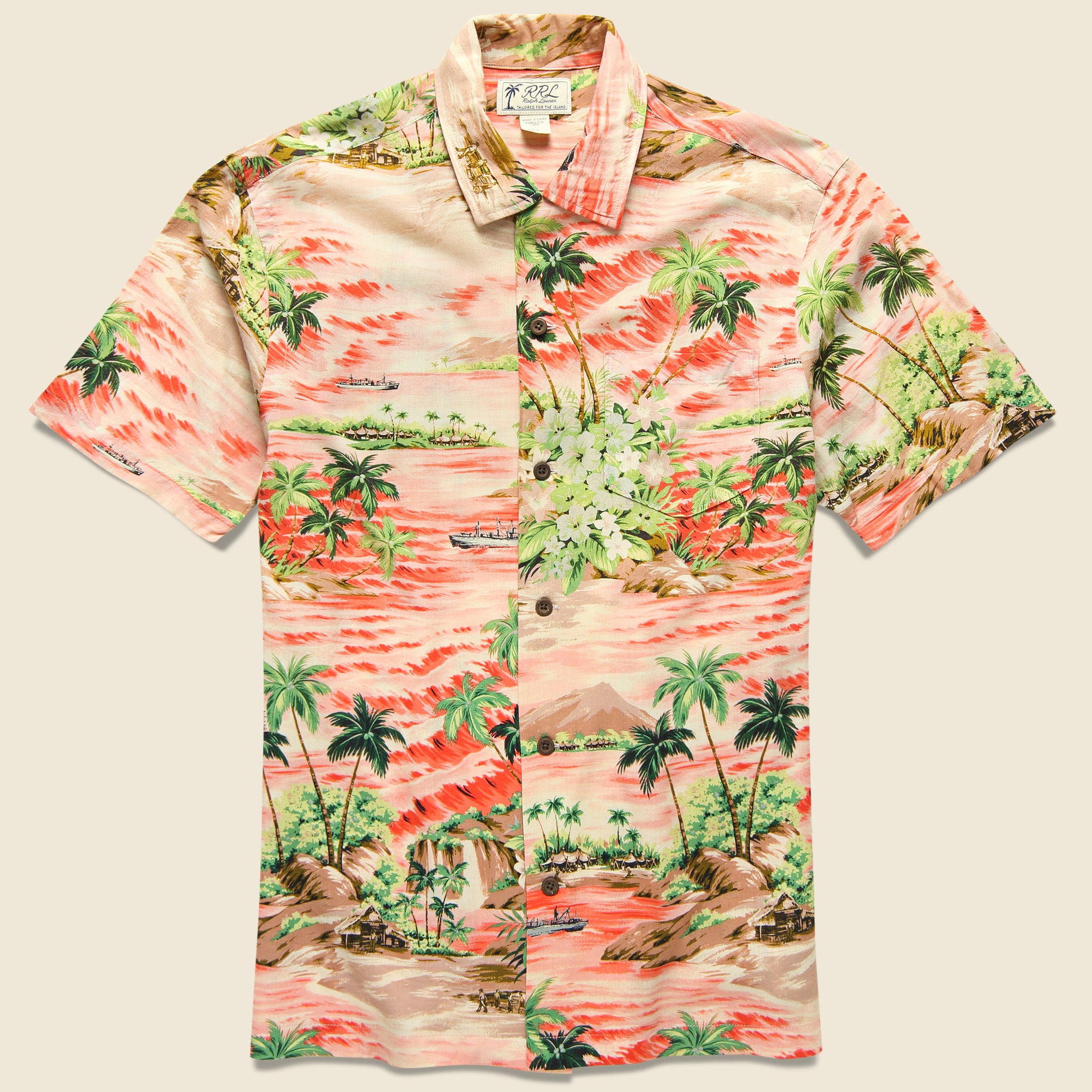 Aloha Camp Shirt - Coral - RRL - STAG Provisions - Tops - S/S Woven - Other Pattern