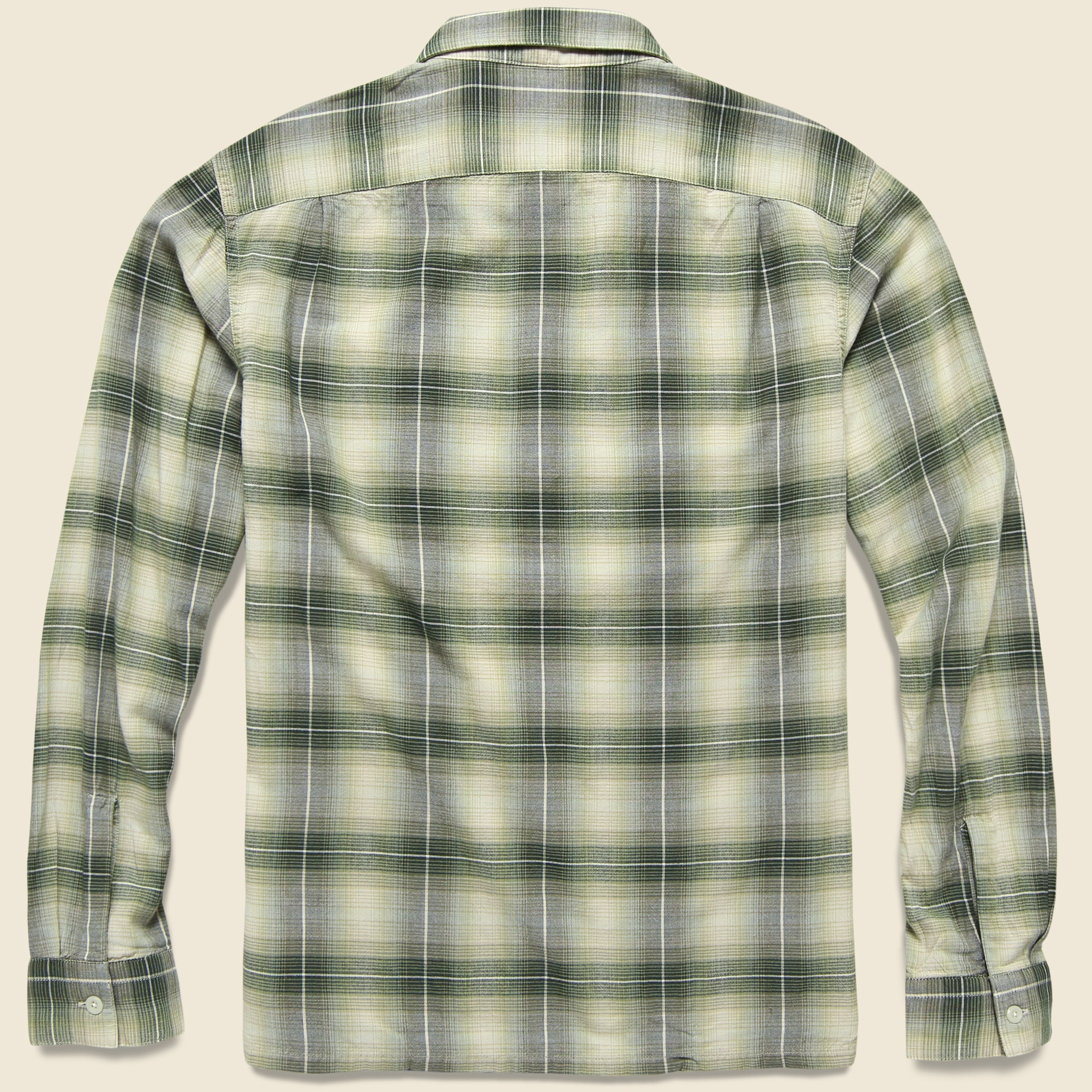 
                          Arrow Ombre Plaid Camp Shirt - Green/Cream - RRL - STAG Provisions - Tops - L/S Woven - Plaid
                        