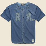 Indigo Baseball Jersey - Washed Blue - RRL - STAG Provisions - Tops - S/S Woven - Solid
