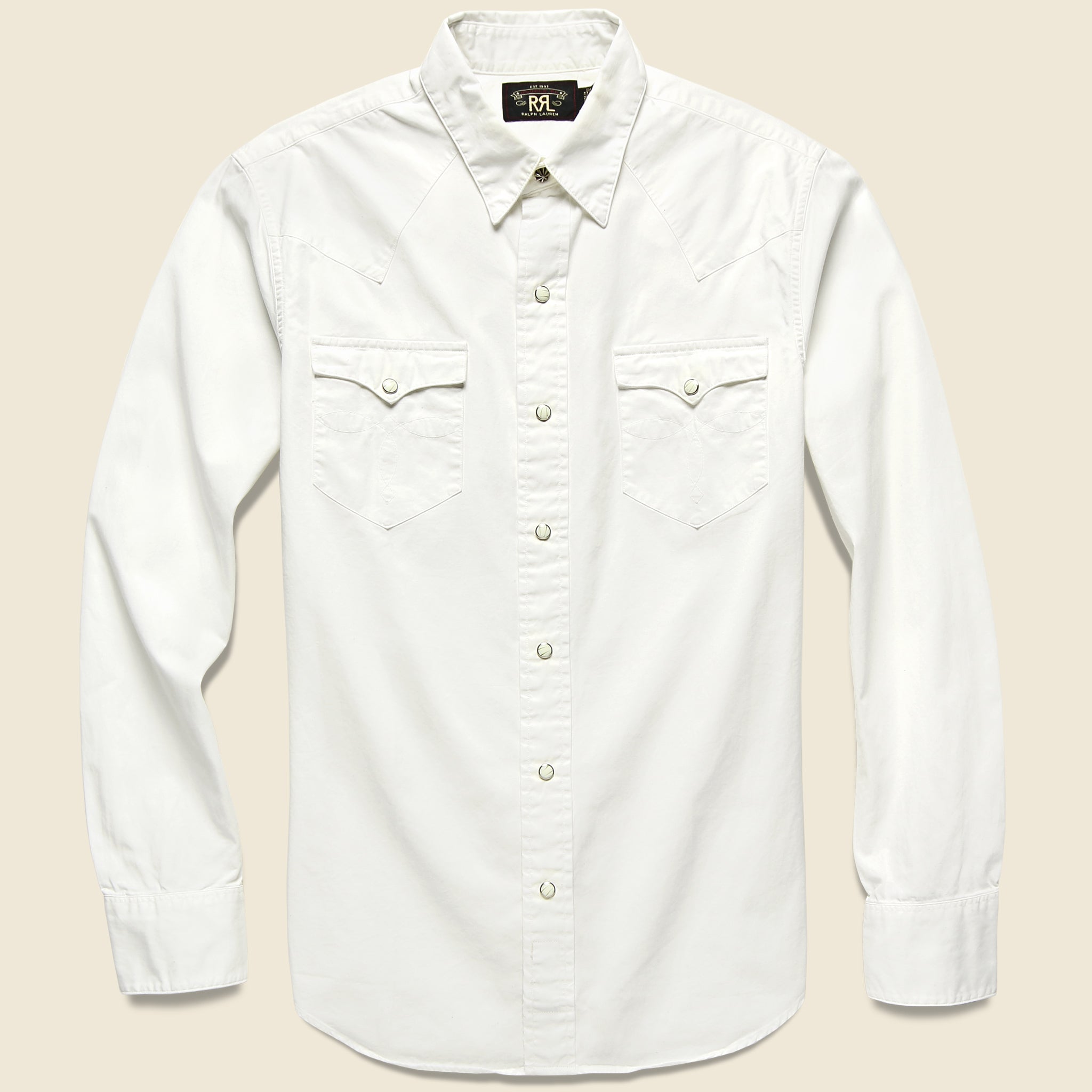 Slim Fit Lightweight Western Shirt - White - RRL - STAG Provisions - Tops - L/S Woven - Solid
